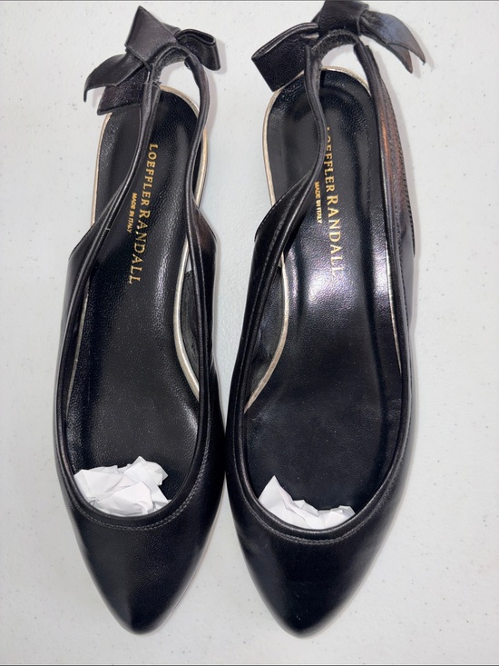 Loeffler Randall Shoes - Loeffler Randall Women Black Leather Pointed Slingback Flats 8 Bow Leather Point